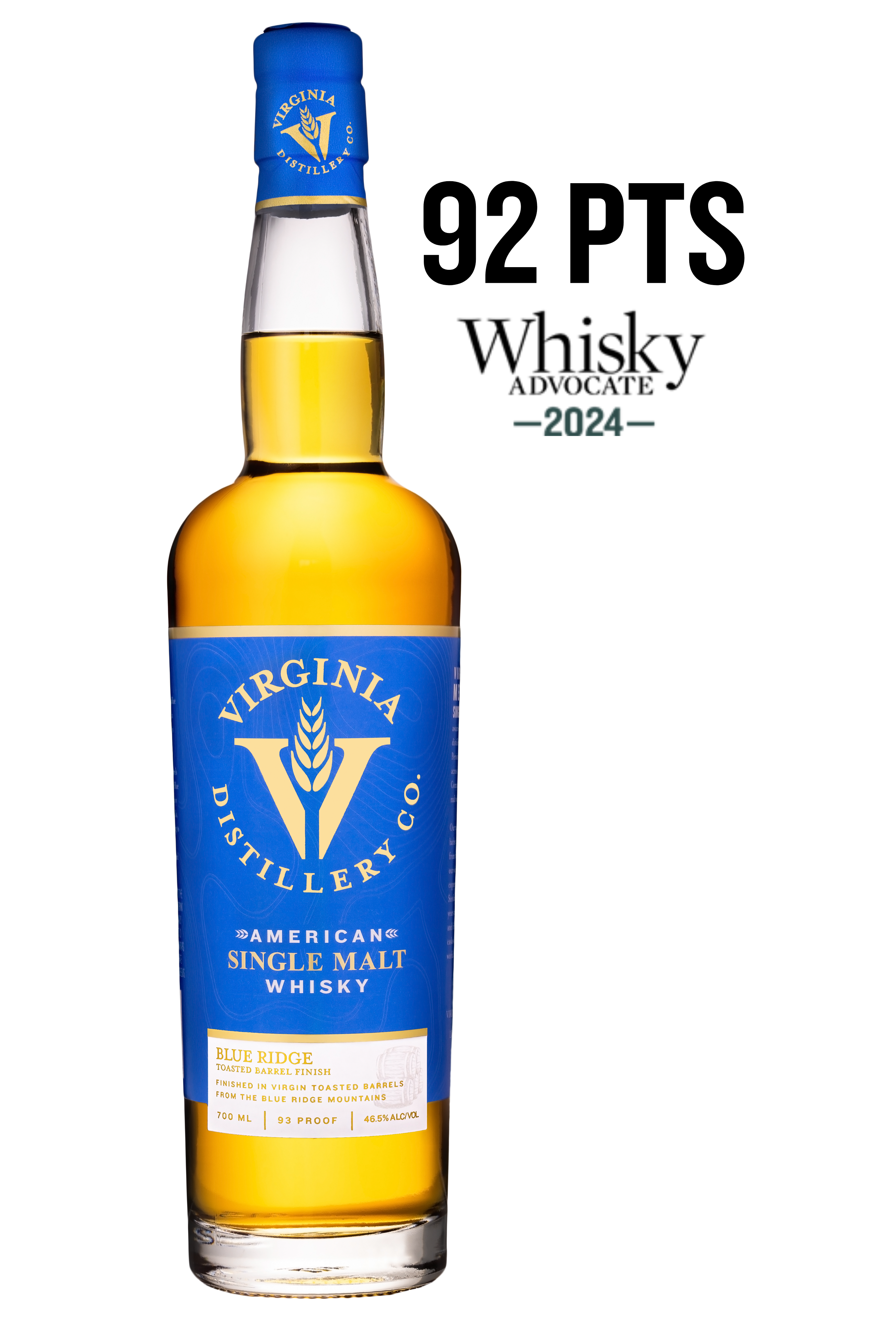 Virginia Distillery American Single Malt Blue Ridge Toasted Oak 46,5% 0,7l